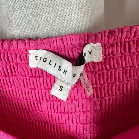 English Factory Shirring Detail Puff Sleeve Top Size Small Casual - Picture 2 of 9